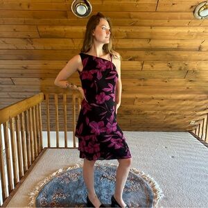Black and pink 1990s floral dress